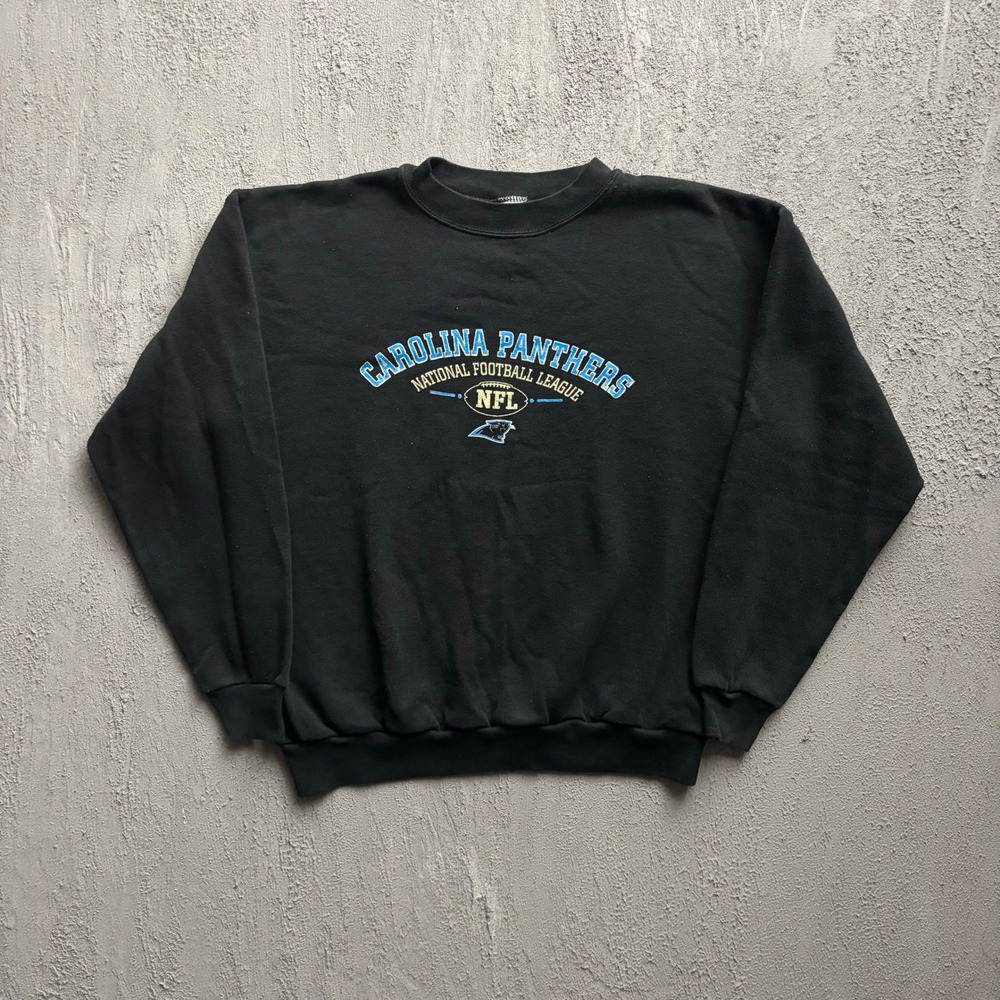 Vintage NFL Carolina Panthers Sweatshirt Mens Medium Black 90s Logo 7